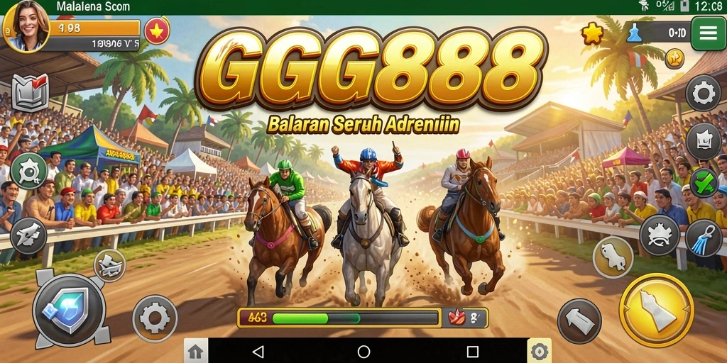 Gameplay GGG888 dengan aksi balapan yang intens dan mendebarkan.