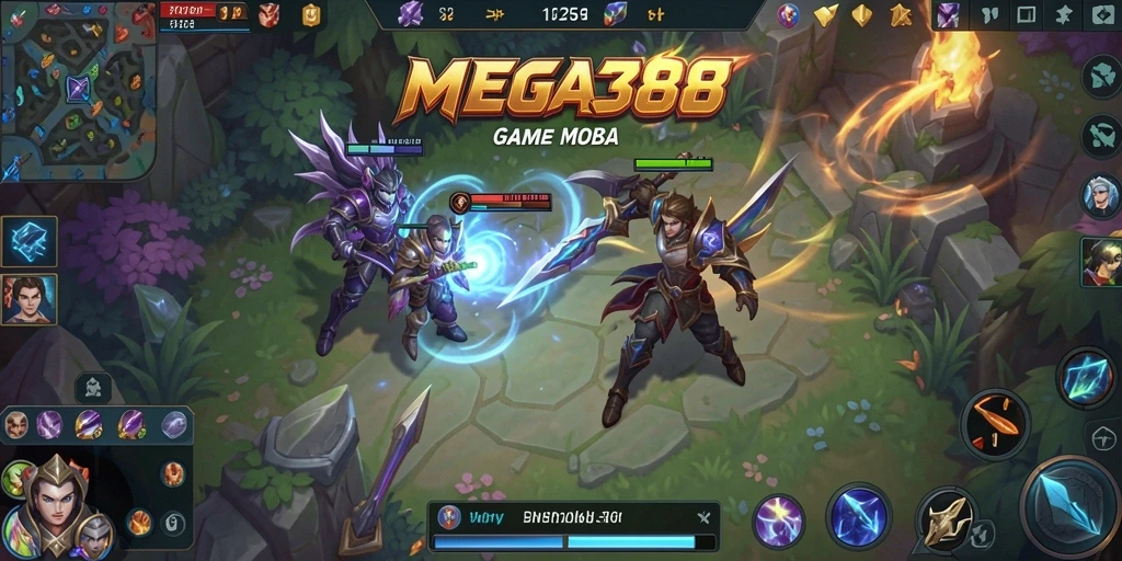Tampilan menarik dari gameplay MOBA di MEGA388.
