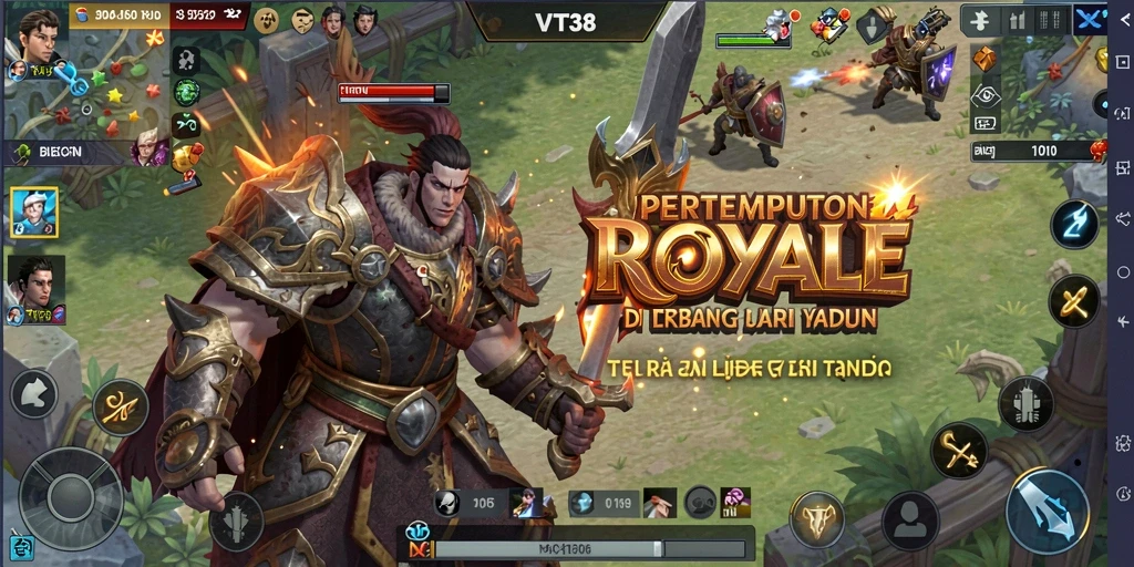 Screenshot utama <strong>VT38</strong> menunjukkan aksi seru dalam gameplay Battle Royale.