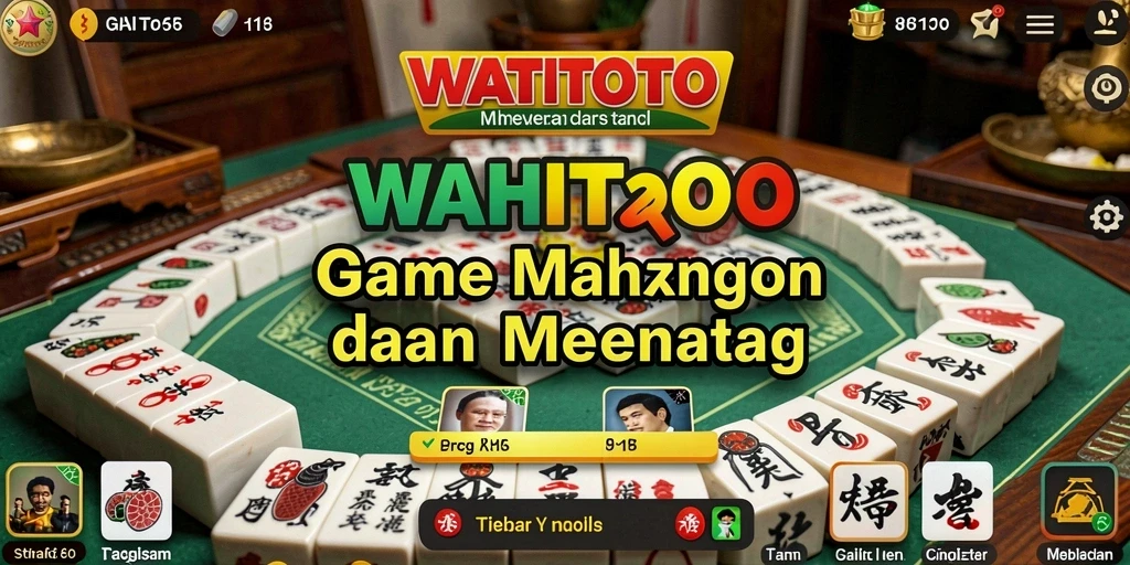 Tampilan gameplay WATITOTO dengan ubin Mahjong yang berwarna-warni.